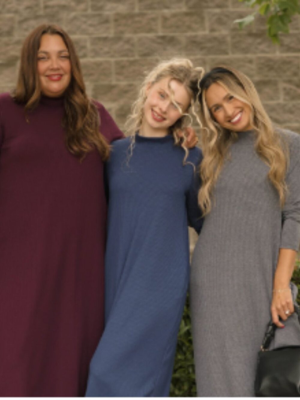 Smash + Tess Long Sleeve Dress "Ribbed Collection' Grey Small Midi Stretch